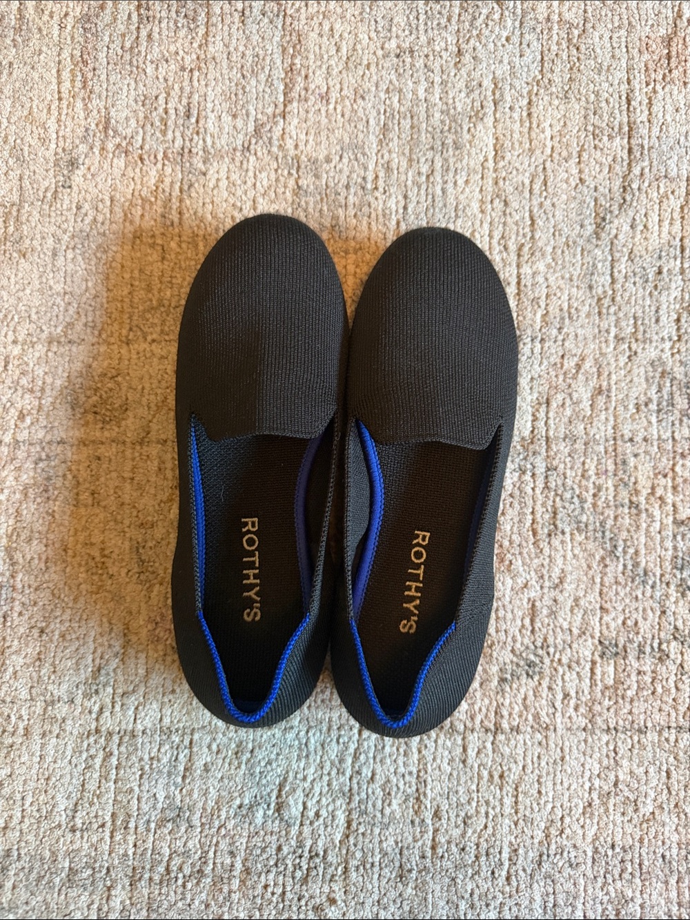 Rothy's Kids Black Slip-On Shoes with Blue Accent